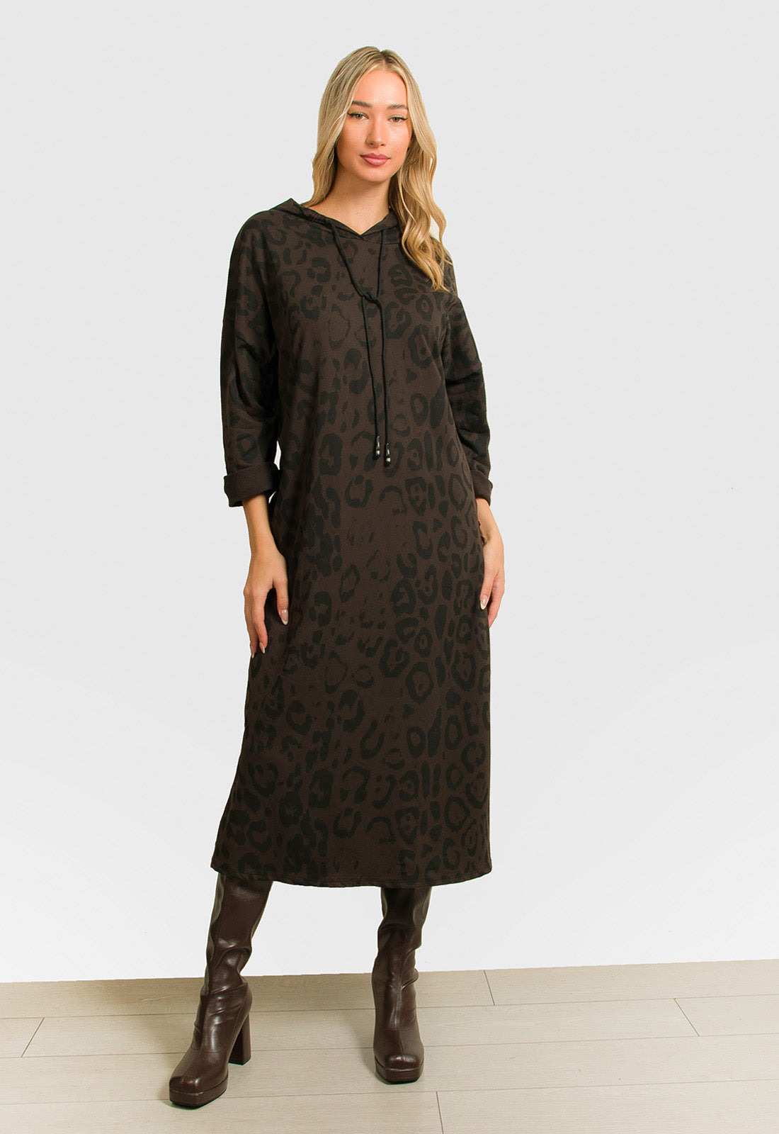 ΦΟΡΕΜΑ ANIMAL PRINT ΙΣΙΟ ΜΕ ΚΟΥΚΟΥΛΑ-ΚΑΦΕ