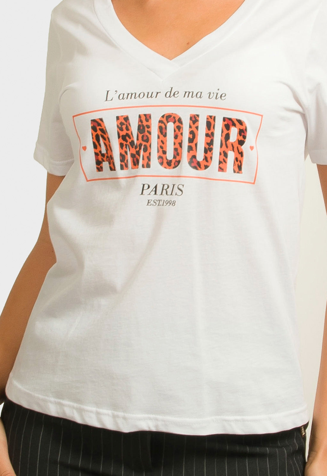 T-SHIRT ME ΣΤΑΜΠΑ AMOUR-ΛΕΥΚΟ