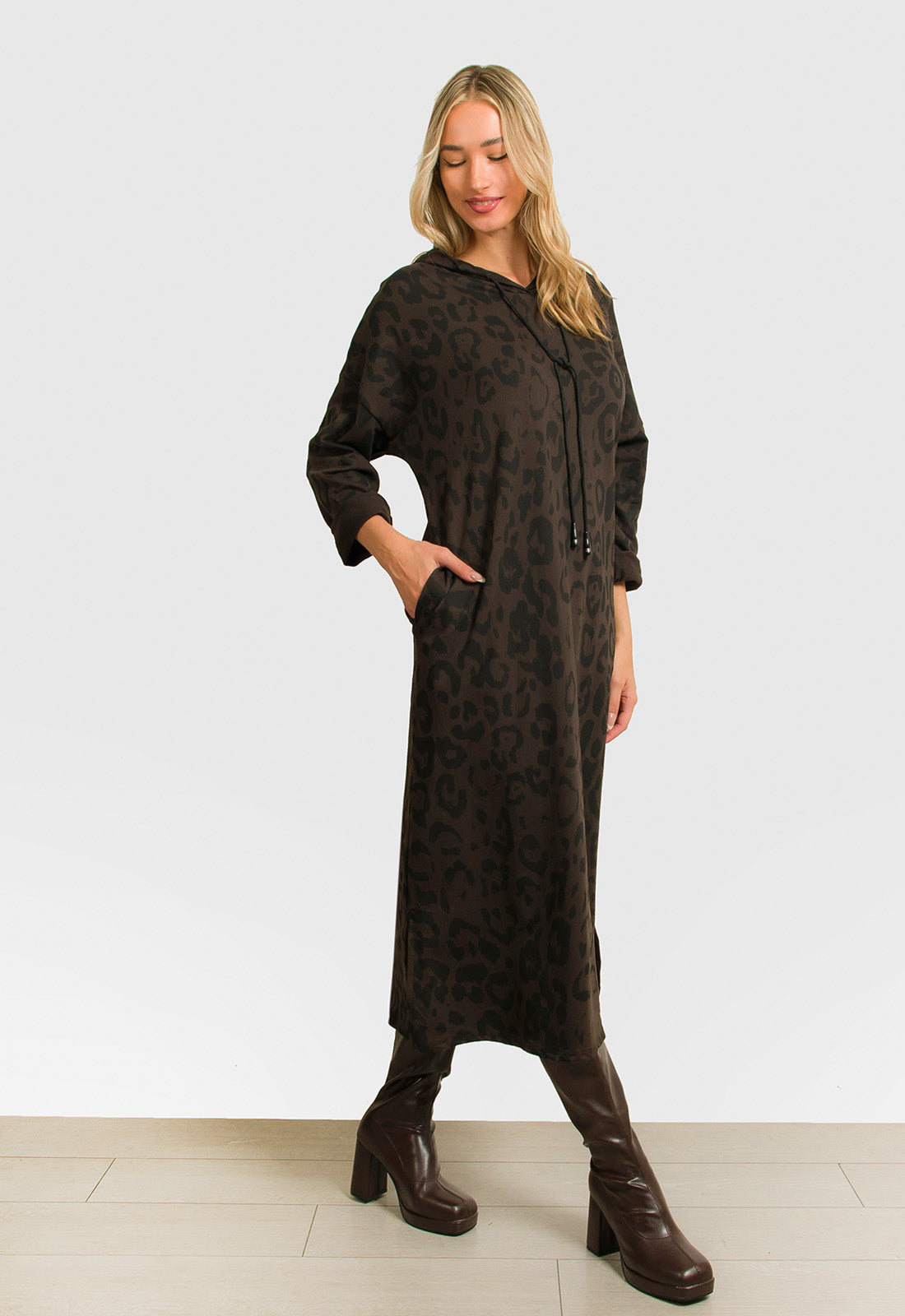 ΦΟΡΕΜΑ ANIMAL PRINT ΙΣΙΟ ΜΕ ΚΟΥΚΟΥΛΑ-ΚΑΦΕ