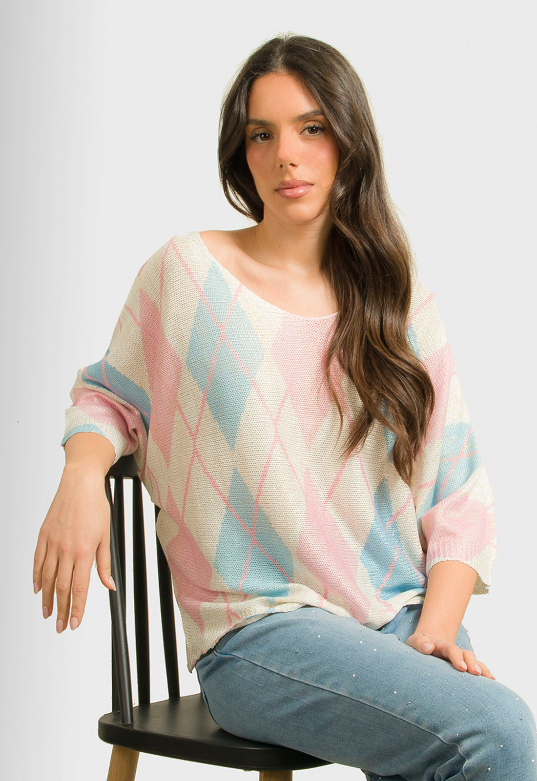 ΜΠΛΟΥΖΑ ΝΗΜΑΤΙΝΗ ΕΠΟΧΗΣ ΜΕ ΡΟΜΒΟΥΣ-ΣΙΕΛ