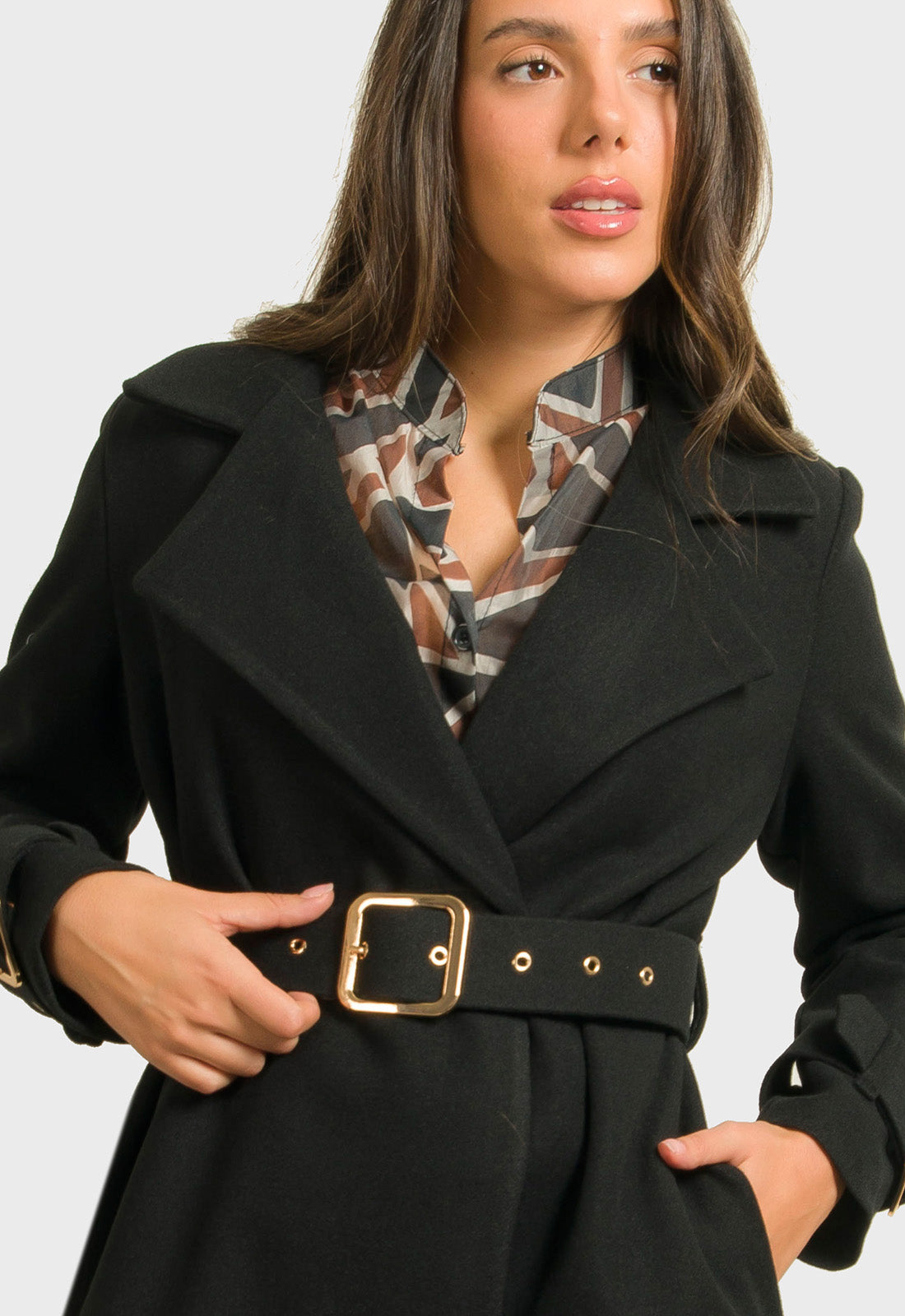 ΠΑΛΤΟ 3/4 ΜΕ ΖΩΝΗ - ΜΑΥΡΟ