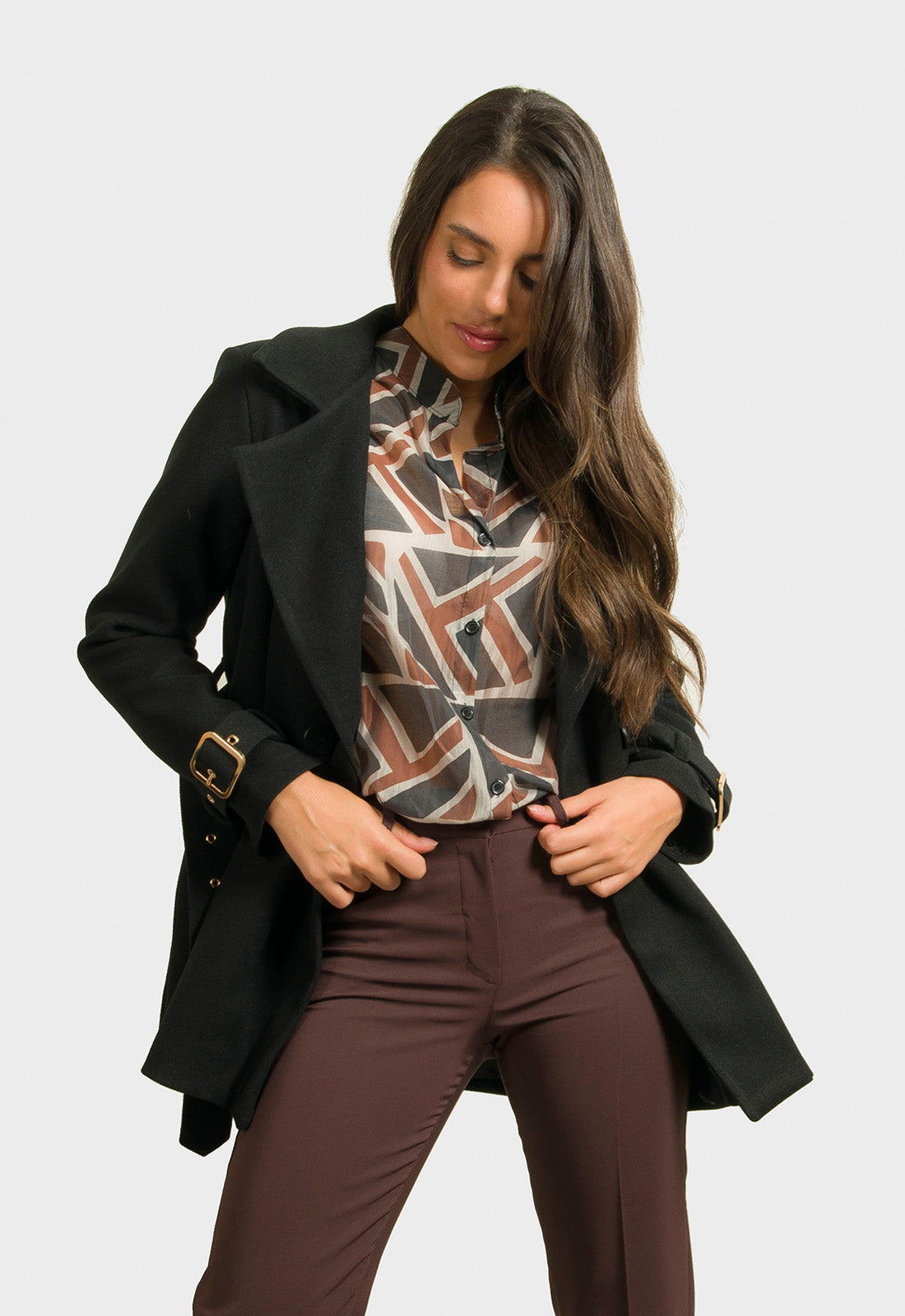 ΠΑΛΤΟ 3/4 ΜΕ ΖΩΝΗ - ΜΑΥΡΟ