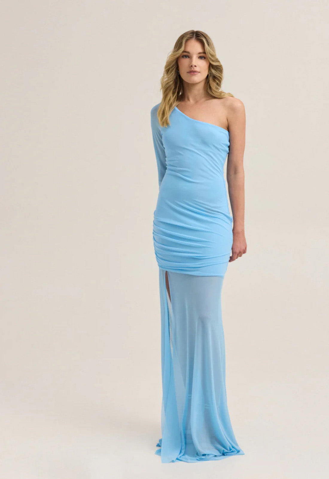 ΦΟΡΕΜΑ MAXI OFF-SHOULDER ΜΕ ΔΙΑΦΑΝΕΙΑ-OCEAN