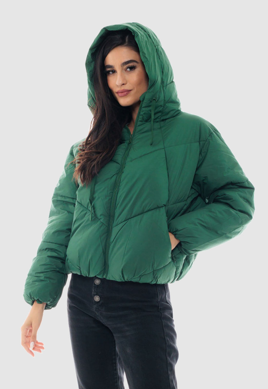 ΜΠΟΥΦΑΝ BISTON PUFFER ΚΟΝΤΟ ΜΕ ΚΟΥΚΟΥΛΑ-ΠΡΑΣΙΝΟ