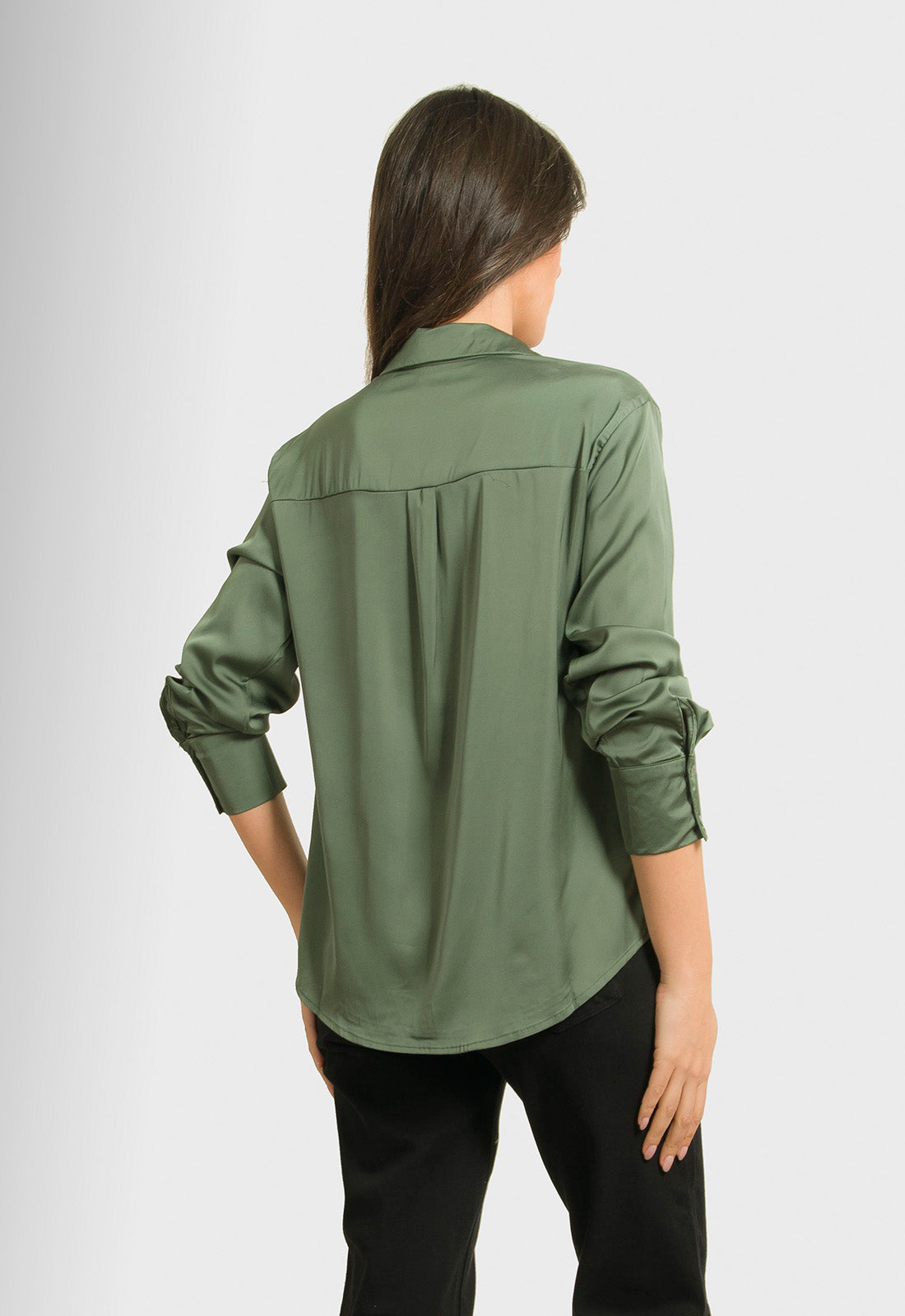 ΠΟΥΚΑΜΙΣΟ ΣΑΤΕΝ ΣΕ ΙΣΙΑ ΓΡΑΜΜΗ-DARK GREEN