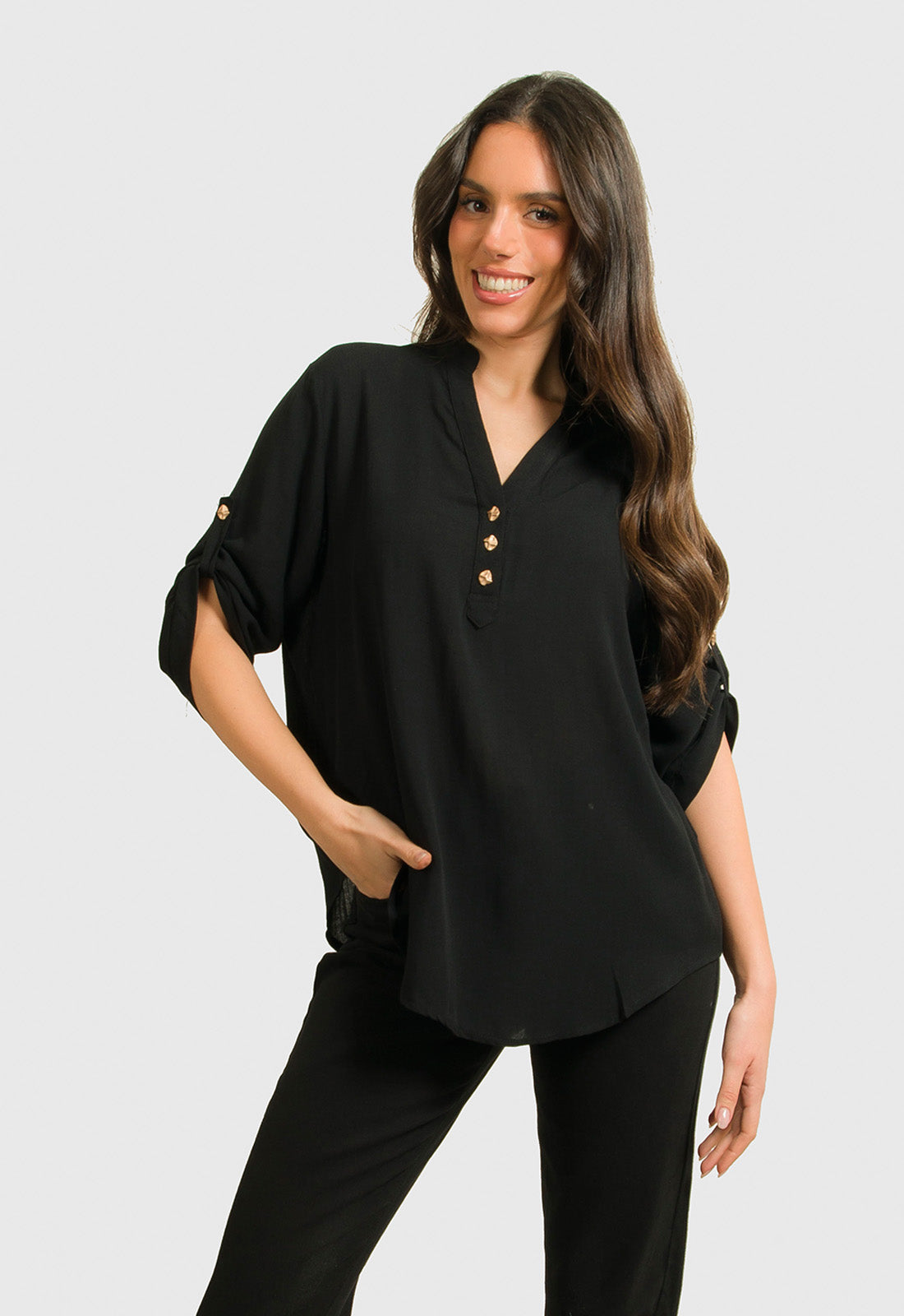 ΜΠΛΟΥΖΑ ΜΕ ΚΟΥΜΠΙΑ ΕΜΠΡΟΣ-ΜΑΥΡΗ