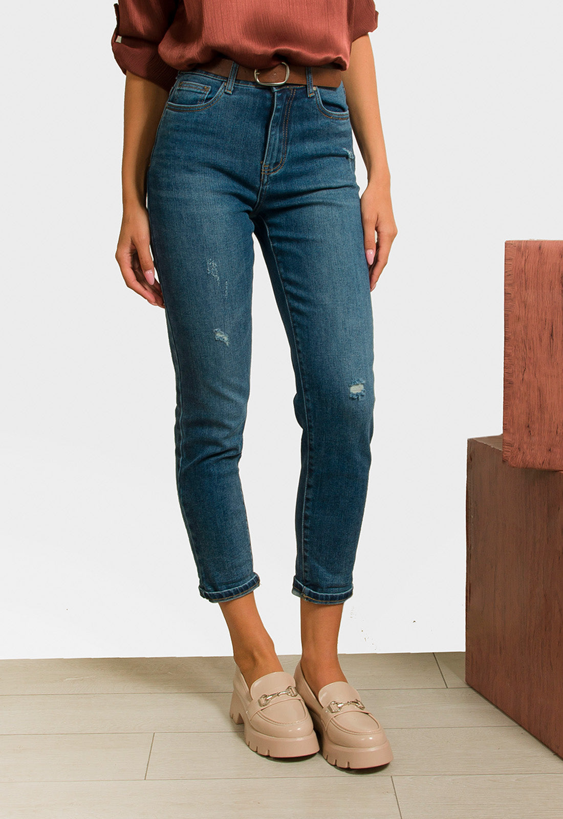 ΠΑΝΤΕΛΟΝΙ ΤΖΙΝ BAGGY ΜΕ ΖΩΝΗ-ΜΠΛΕ