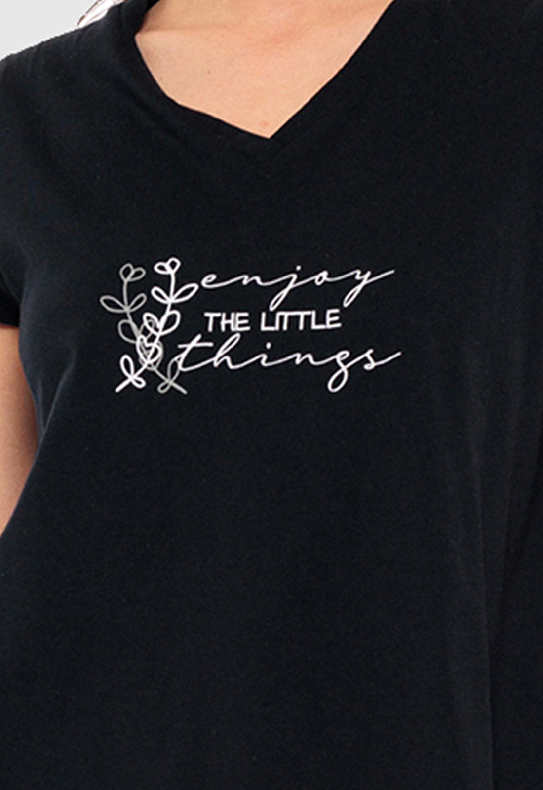 T-SHIRT ΜΕ ΤΥΠΩΜΑ "enjoy" -ΜΑΥΡΟ