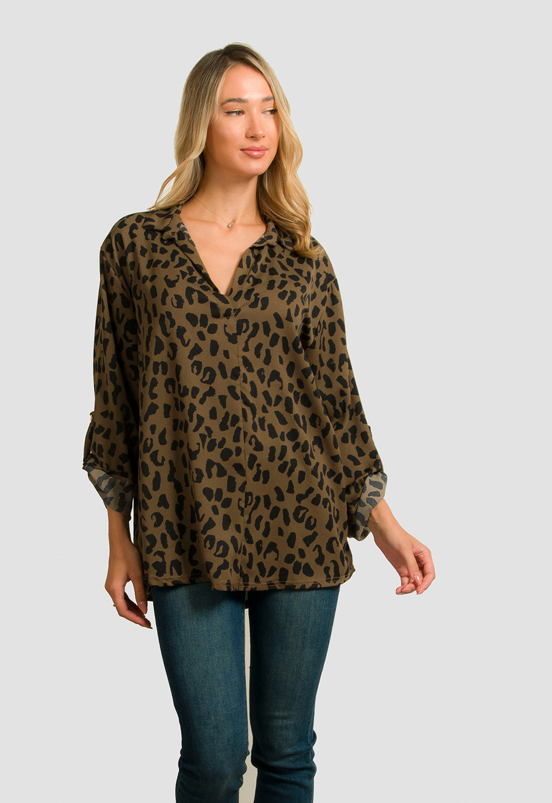 ΜΠΛΟΥΖΑ PLUS SIZE ΣΤΥΛ ΠΟΥΚΑΜΙΣΑΣ-OLIVE
