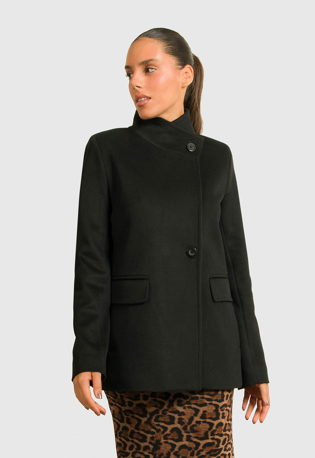 ΠΑΛΤΟ 3/4 ΜΕ ΛΟΞΟ ΚΟΥΜΠΩΜΑ-ΜΑΥΡΟ