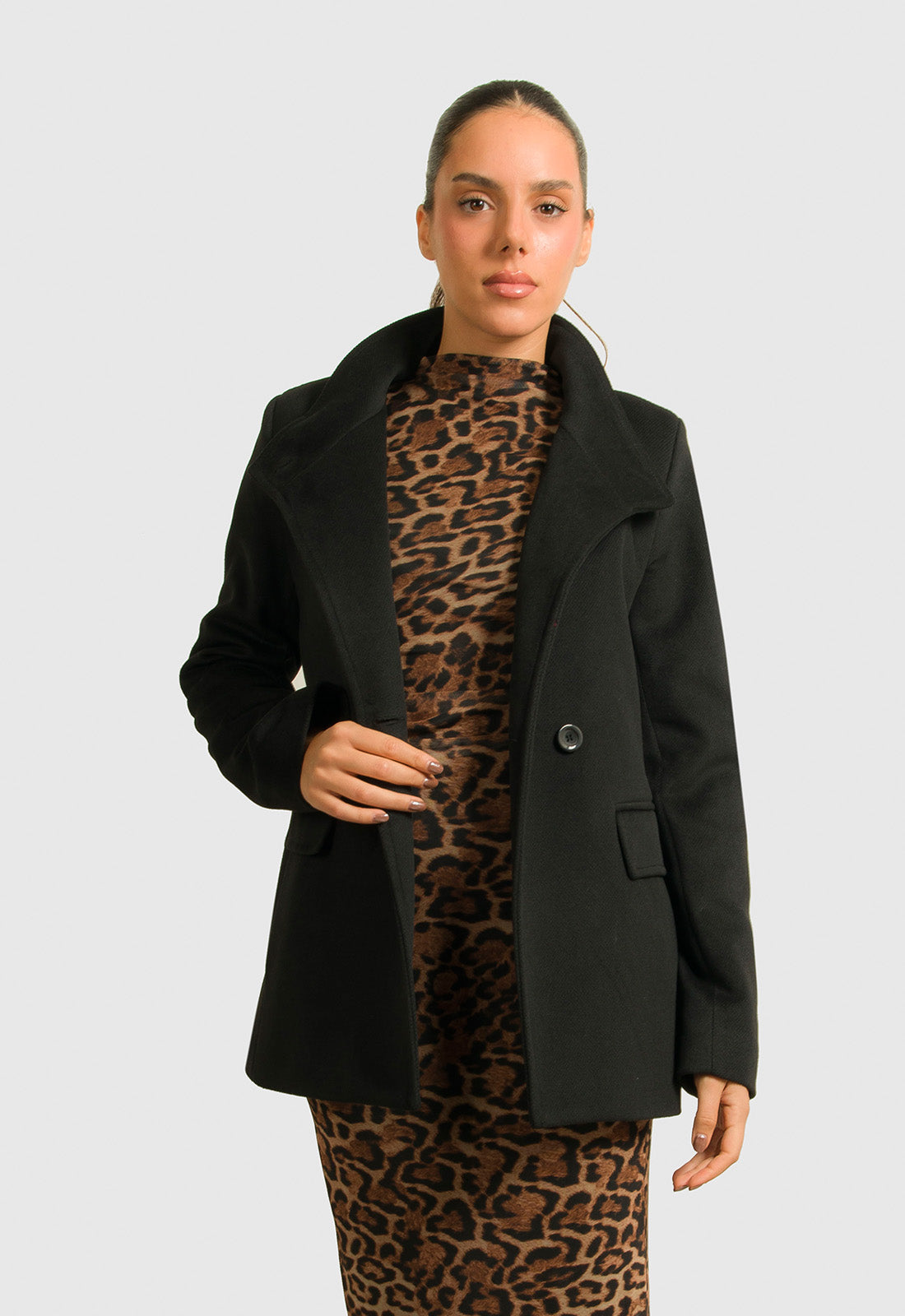 ΠΑΛΤΟ 3/4 ΜΕ ΛΟΞΟ ΚΟΥΜΠΩΜΑ-ΜΑΥΡΟ