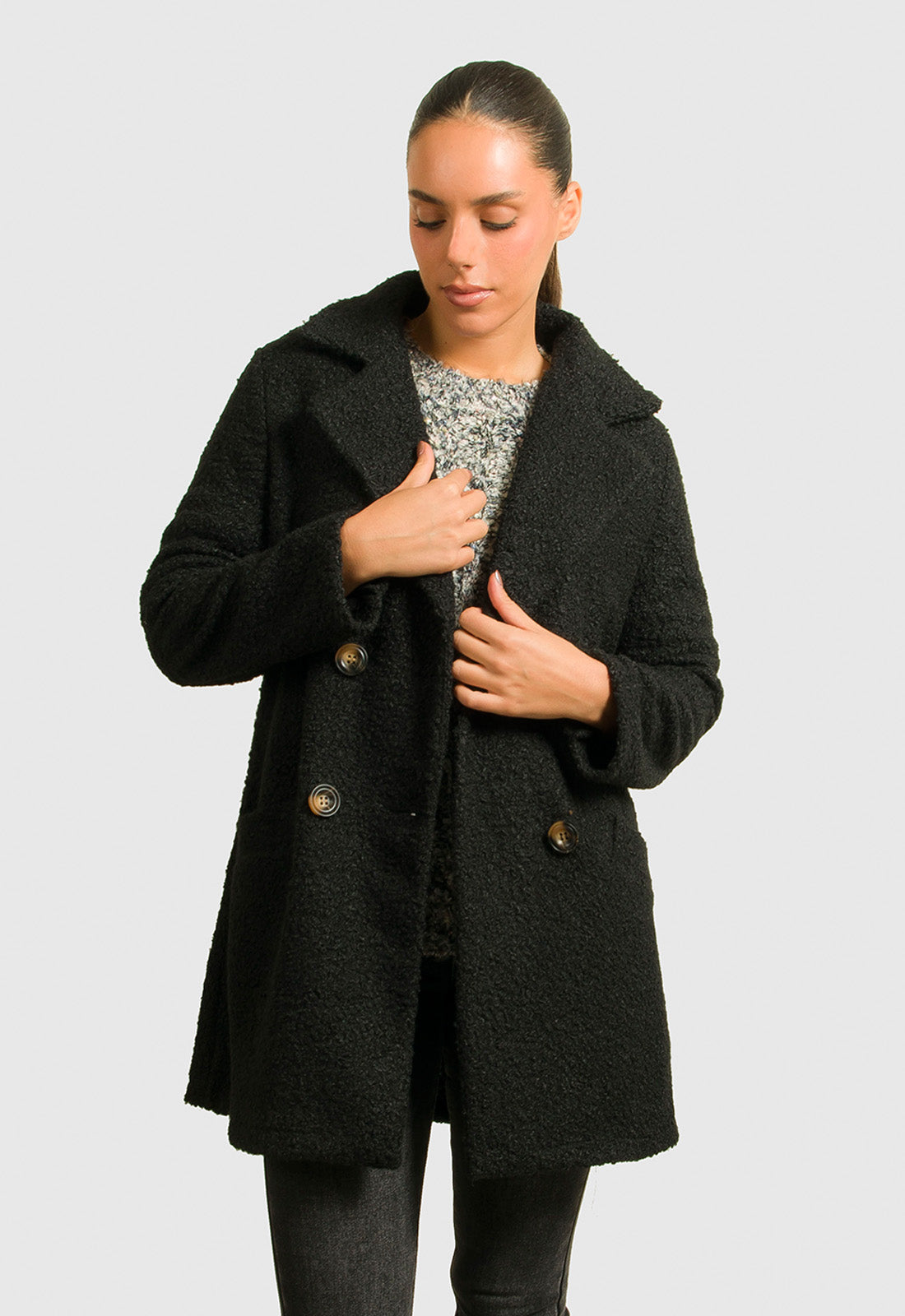 ΠΑΛΤΟ SPORT 3/4 ΜΠΟΥΚΛΕ ΜΕ ΚΟΥΜΠΙΑ-ΜΑΥΡΟ