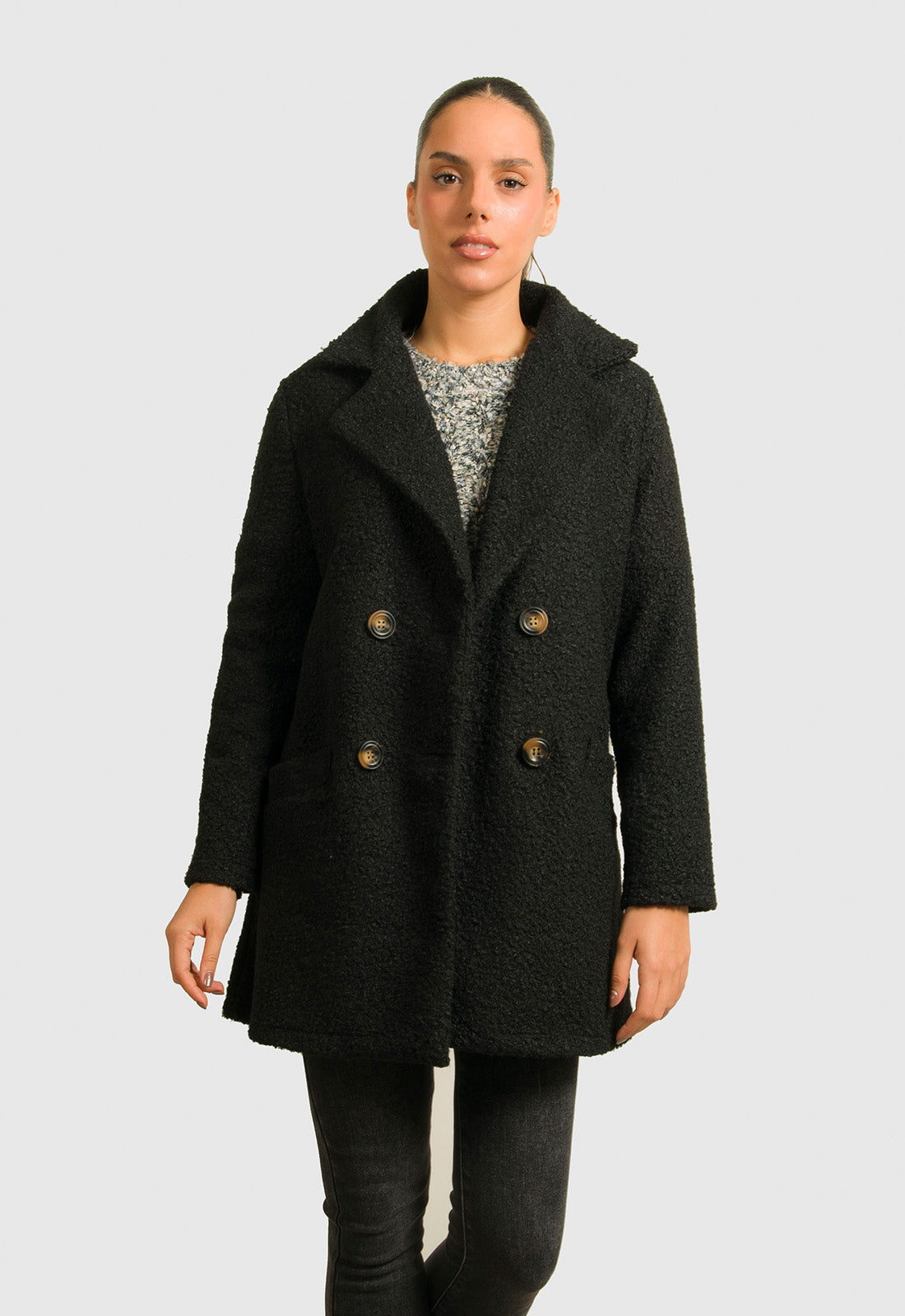 ΠΑΛΤΟ SPORT 3/4 ΜΠΟΥΚΛΕ ΜΕ ΚΟΥΜΠΙΑ-ΜΑΥΡΟ