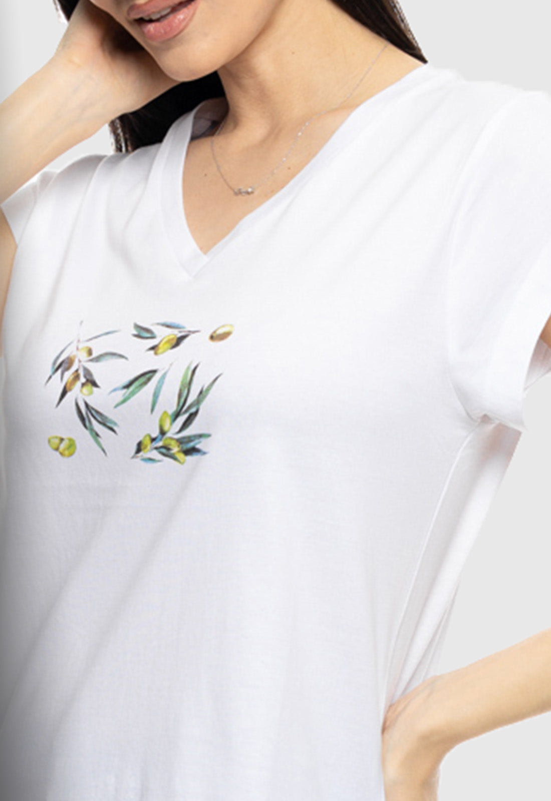 T-SHIRT ΜΕ ΤΥΠΩΜΑ ''OLIVES''-ΛΕΥΚΟ