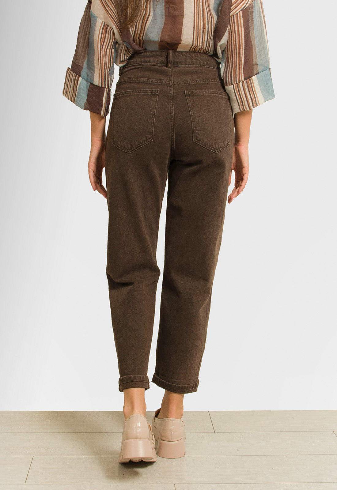 ΠΑΝΤΕΛΟΝΙ JEAN DENIM MOM FITT - KAFE