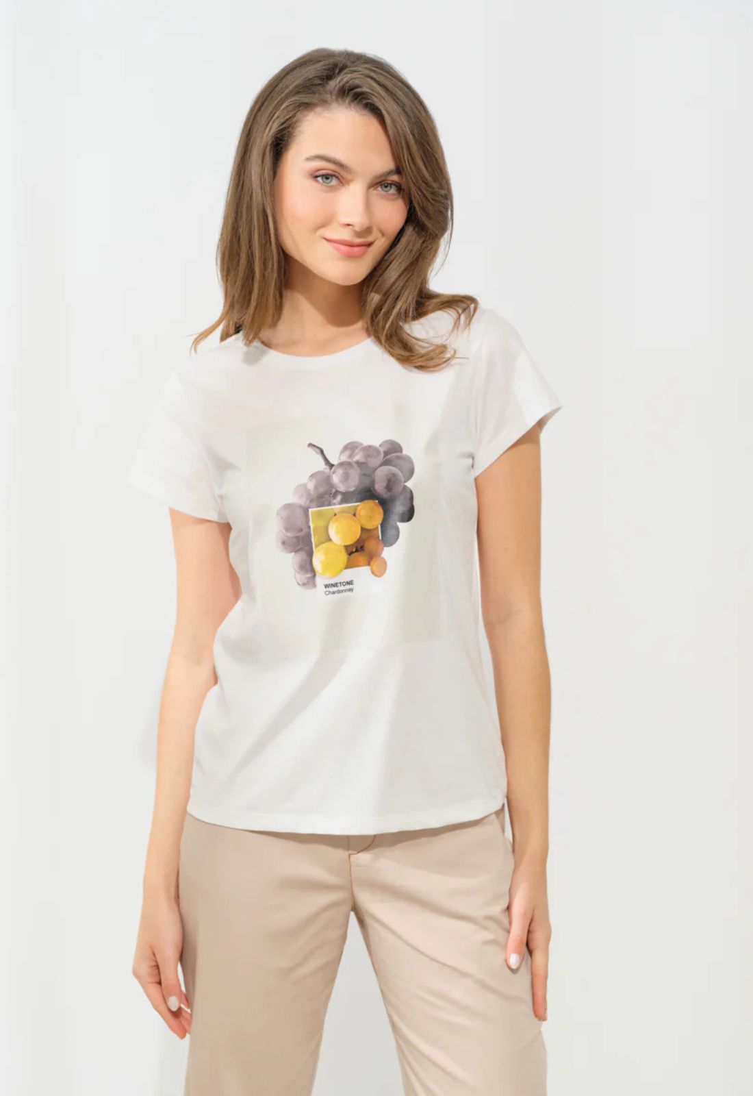 T-SHIRT ME ΤΥΠΩΜΑ ΦΡΟΥΤΑ-ΛΕΥΚΟ