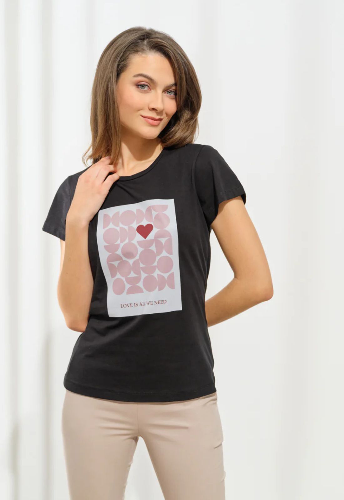 T-SHIRT ΜΕ PRINT MARBLE-ΜΑΥΡΟ