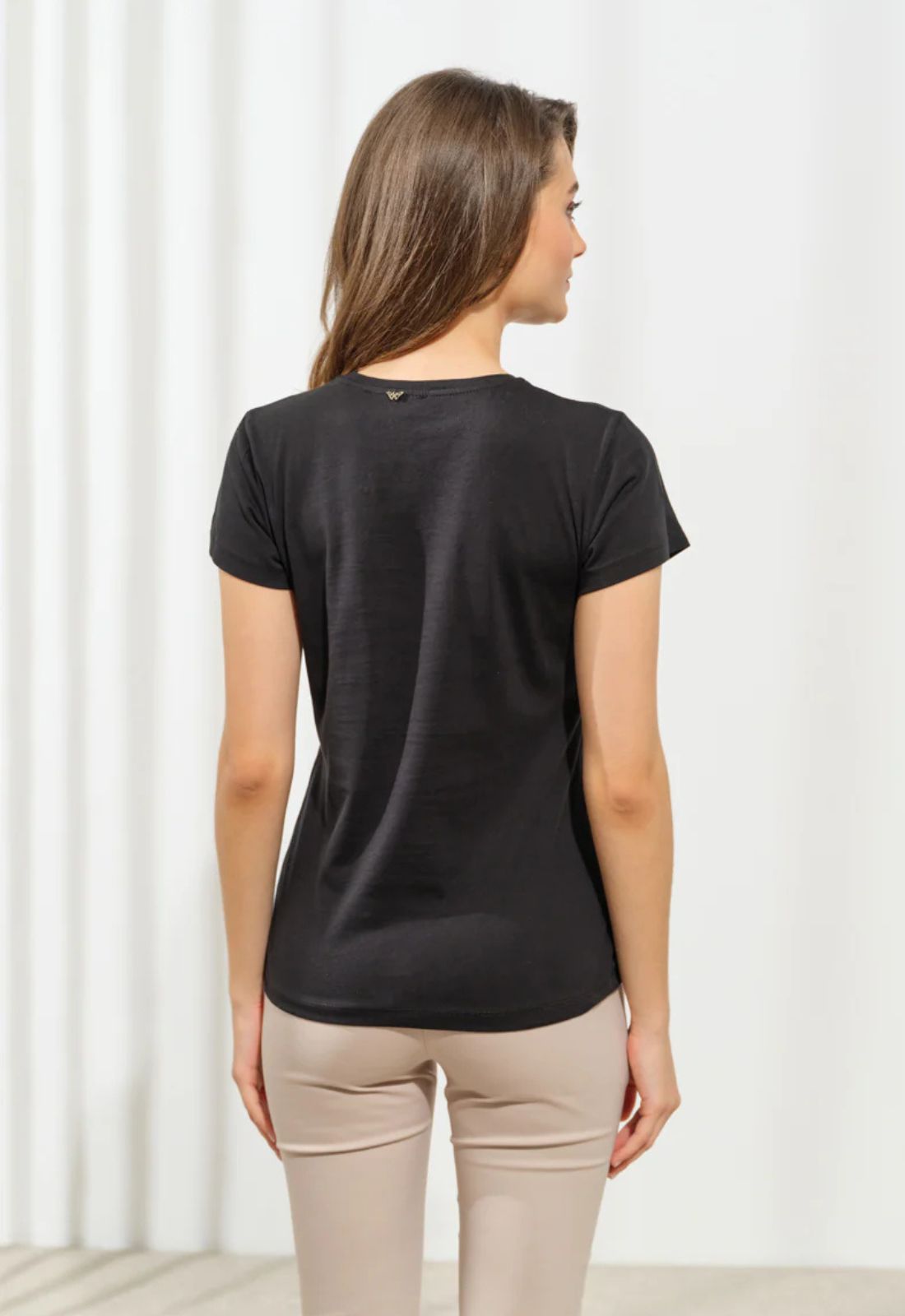 T-SHIRT ΜΕ PRINT MARBLE-ΜΑΥΡΟ