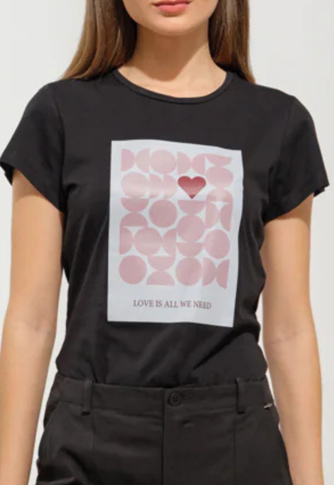 T-SHIRT ΜΕ PRINT MARBLE-ΜΑΥΡΟ