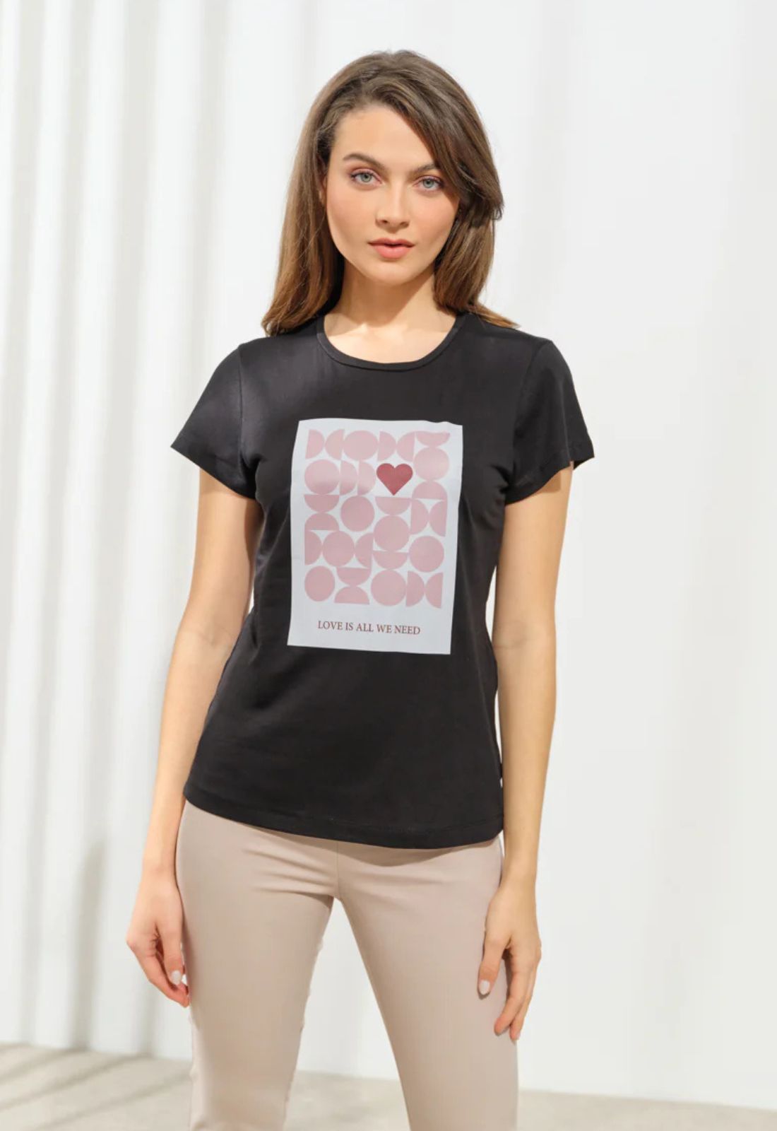 T-SHIRT ΜΕ PRINT MARBLE-ΜΑΥΡΟ