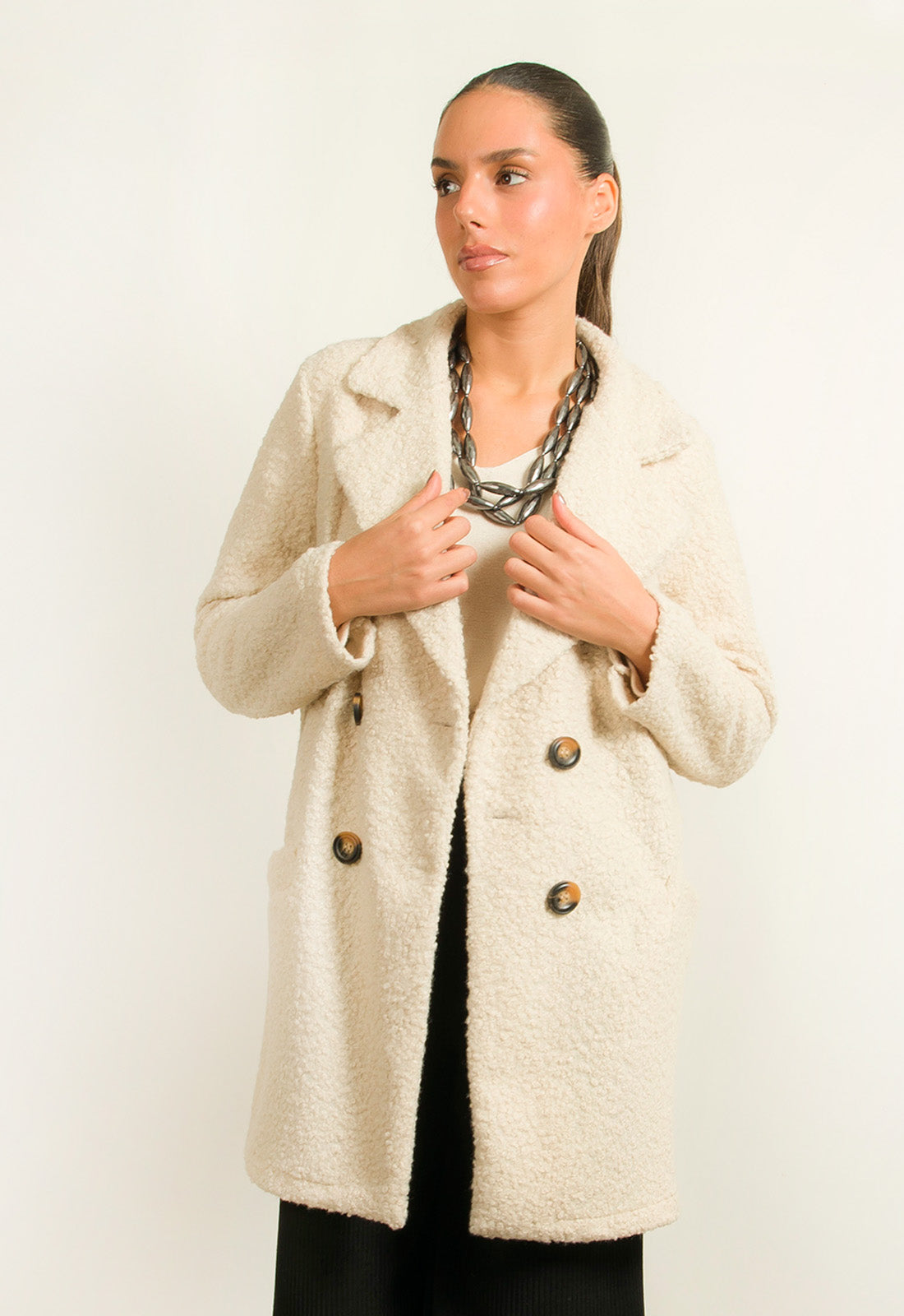 ΠΑΛΤΟ SPORT 3/4 ΜΠΟΥΚΛΕ ΜΕ ΚΟΥΜΠΙΑ-ΕΚΡΟΥ