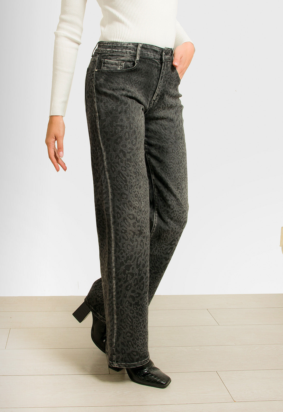 ΠΑΝΤΕΛΟΝΑ WIDE LEG ANIMAL PRINT-ΑΝΘΡΑΚΙ