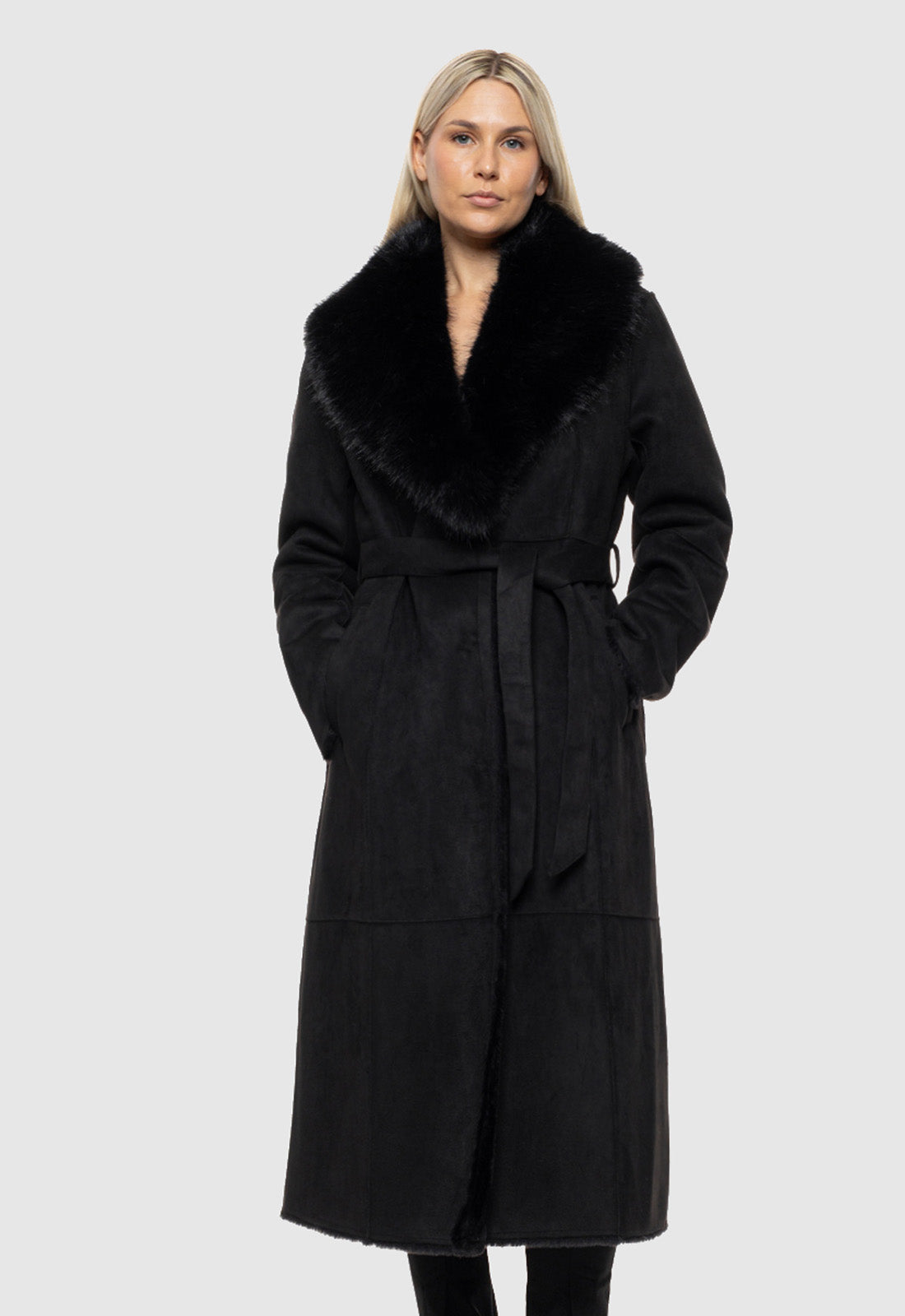 ΠΑΛΤΟ ΜΑΚΡΥ SUEDE ΜΕ ΓΟΥΝΑ-ΜΑΥΡΟ