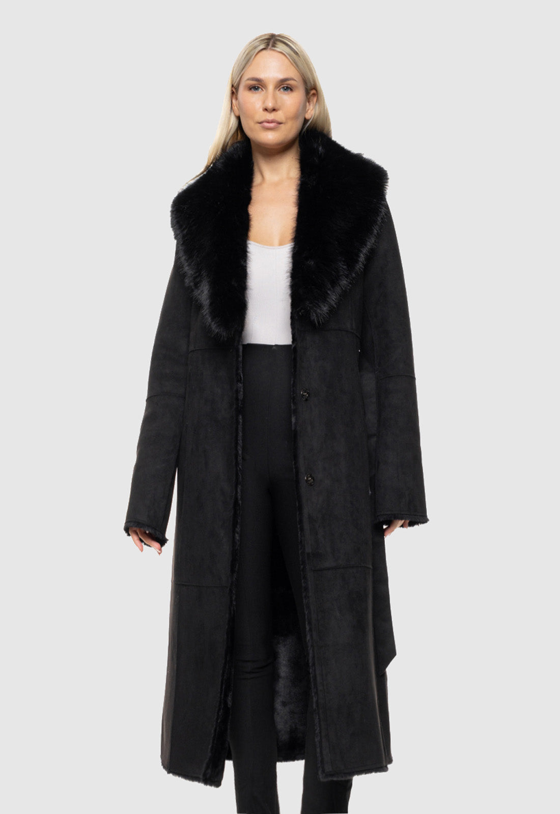 ΠΑΛΤΟ ΜΑΚΡΥ SUEDE ΜΕ ΓΟΥΝΑ-ΜΑΥΡΟ