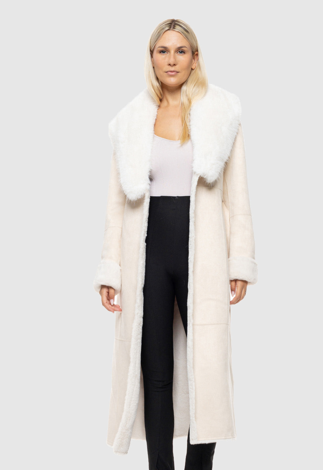 ΠΑΛΤΟ ΜΑΚΡΥ SUEDE ΜΕ ΓΟΥΝΑ-ΕΚΡΟΥ