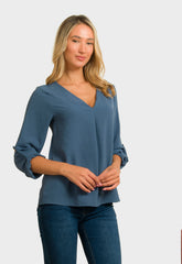 ΜΠΛΟΥΖΑ LOOK SHIRT ΜΕ V - ΜΠΛΕ ΡΑΦ