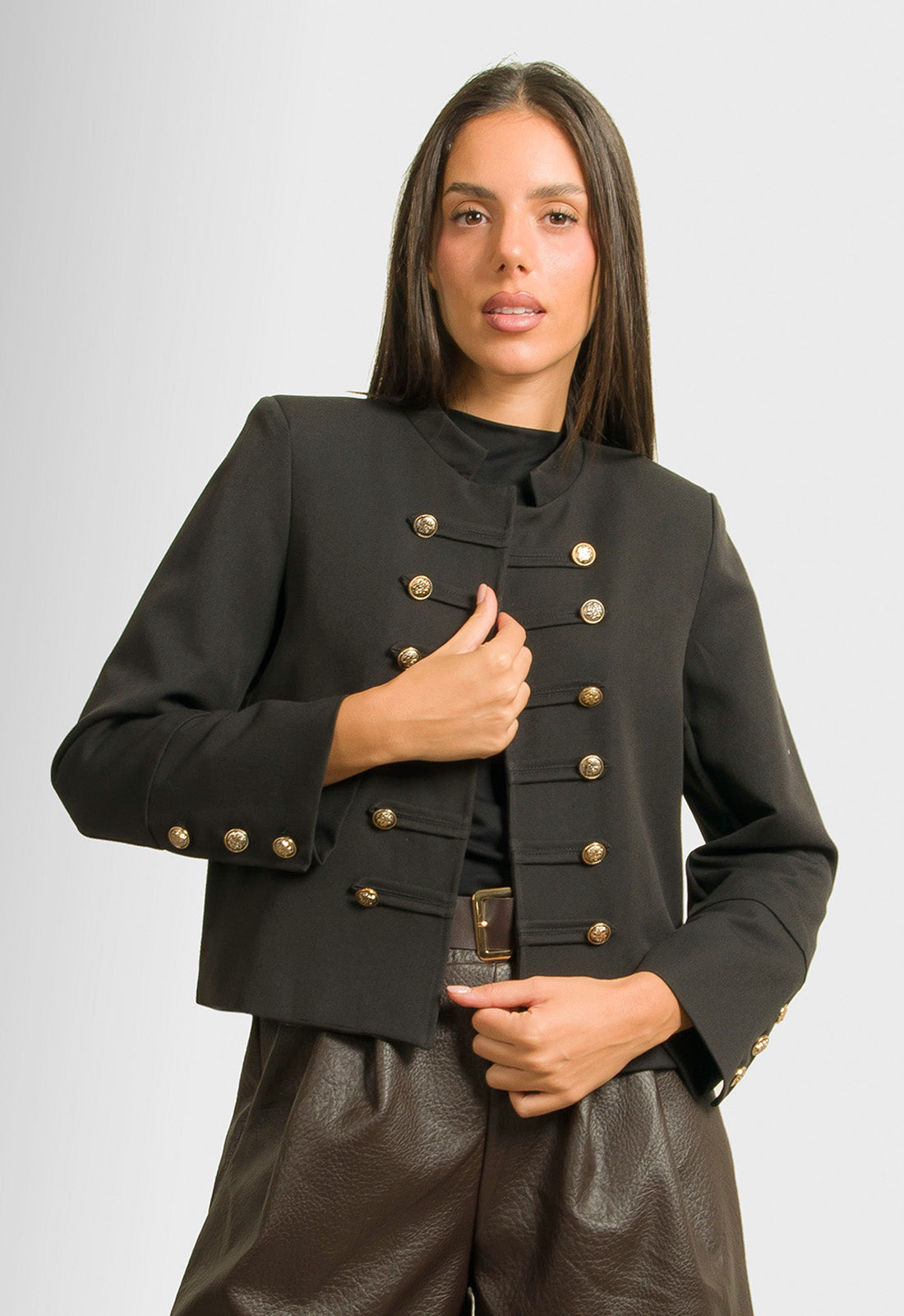 ΣΑΚΑΚΙ CROPPED ΣΕ ΣΤΥΛ MILITARY-ΜΑΥΡΟ