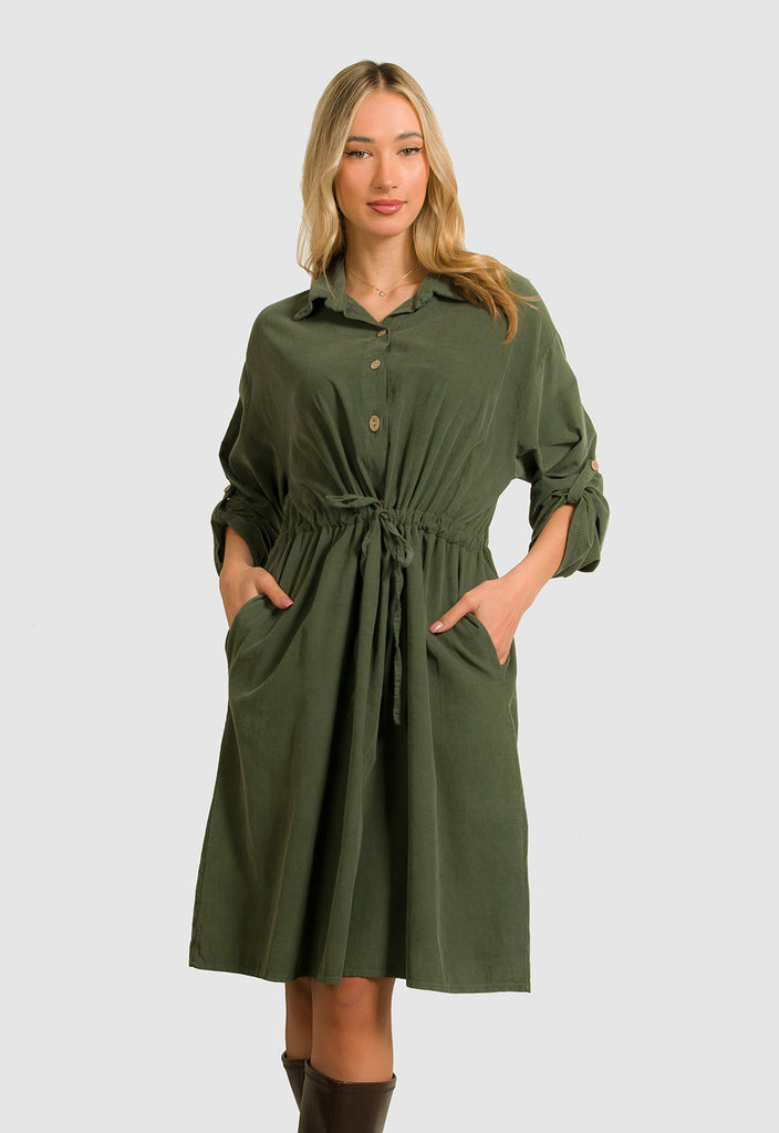 ΦΟΡΕΜΑ MIDI ΚΟΤΛΕ PLUS SIZE - ΧΑΚΙ