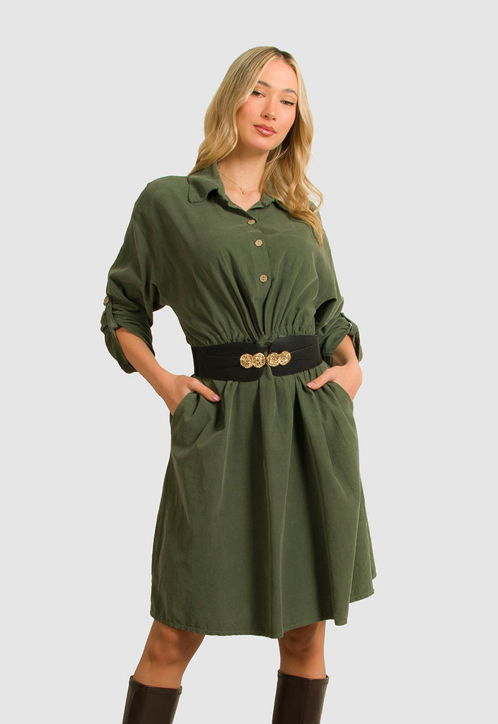 ΦΟΡΕΜΑ MIDI ΚΟΤΛΕ PLUS SIZE - ΧΑΚΙ