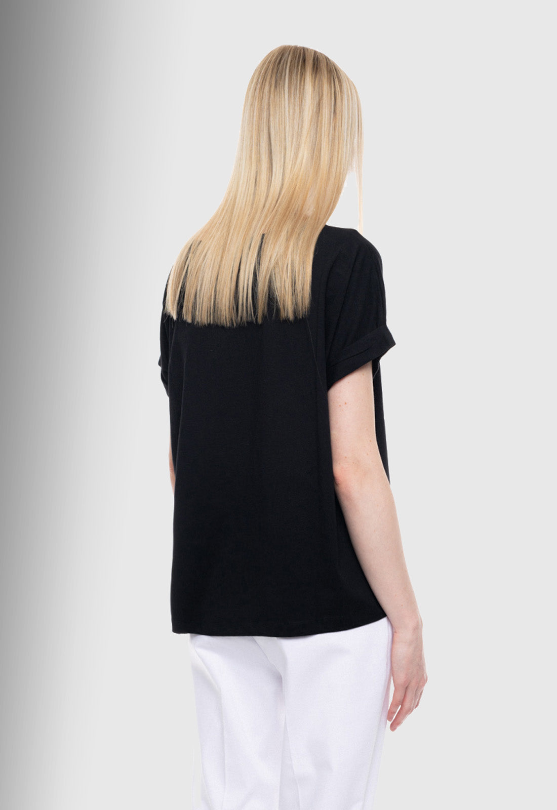 T-SHIRT ΜΕ ΤΥΠΩΜΑ ''CIRCLE WITH LEAF''-ΜΑΥΡΟ