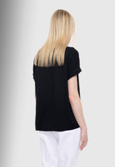 T-SHIRT ΜΕ ΤΥΠΩΜΑ ''CIRCLE WITH LEAF''-ΜΑΥΡΟ