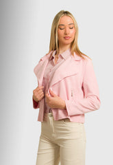 JACKET CROP SUEDE - ΡΟΖ