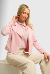 JACKET CROP SUEDE - ΡΟΖ