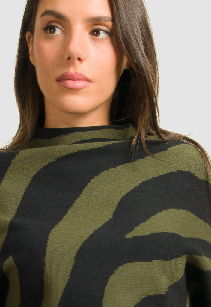 ΠΛΕΚΤΟ ANIMAL PRINT ME 3/4 ΜΑΝΙΚΙ-ΧΑΚΙ