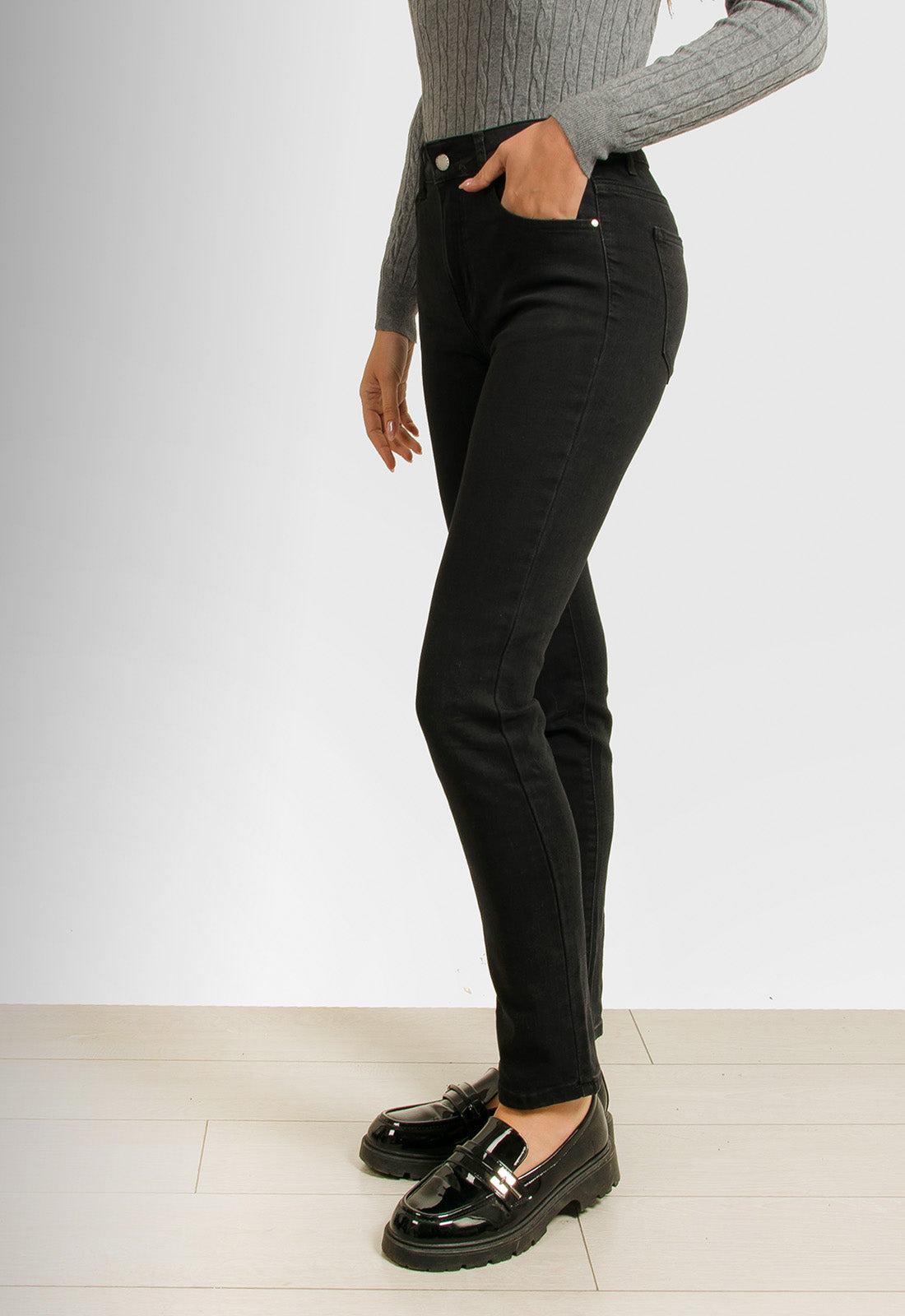 ΠΑΝΤΕΛΟΝΙ DENIM ΙΣΙΑ ΓΡΑΜΜΗ-ΜΑΥΡΟ