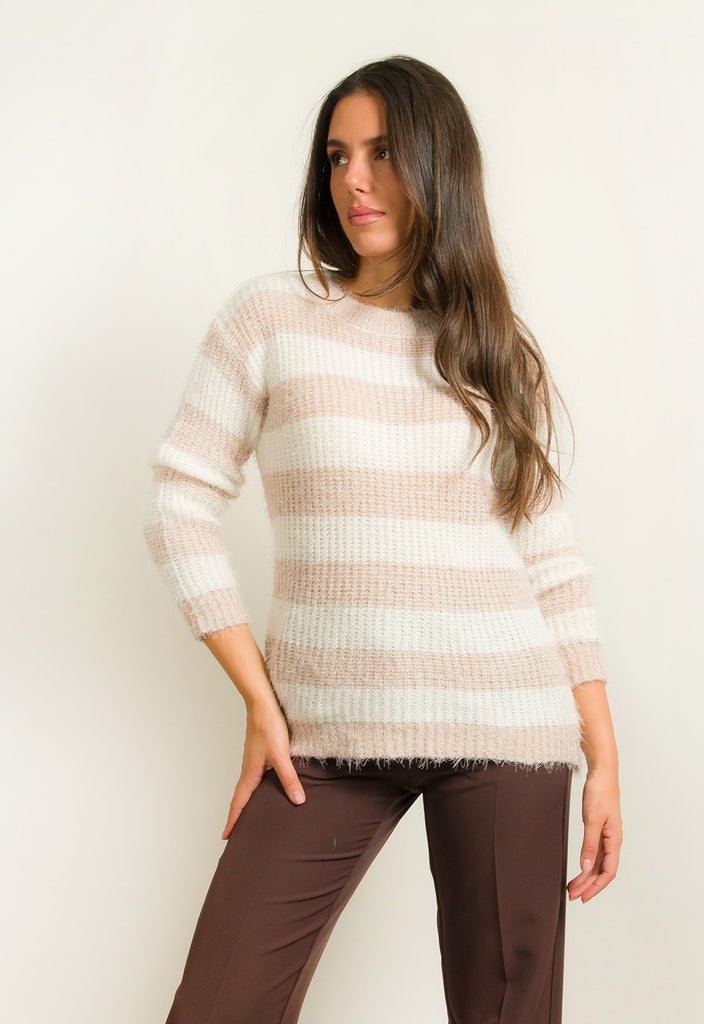 ΠΛΕΚΤΟ ΡΙΓΕ ΜΕ ΜΑΛΑΚΟ ΤΡΙΧΩΜΑ-ΜΠΕΖ