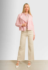 JACKET CROP SUEDE - ΡΟΖ