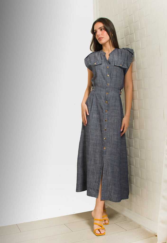 ΦΟΡΕΜΑ ΜΑΚΡΥ ΜΕ ΚΟΥΜΠΙΑ ΑΜΑΝΙΚΟ-ΜΠΛΕ