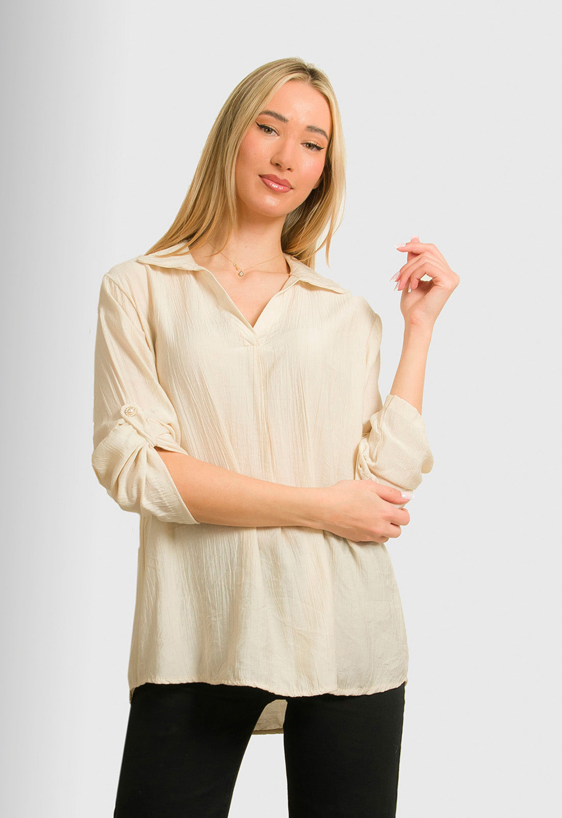 ΜΠΛΟΥΖΑ LOOK SHIRT ΤΥΠΟΥ ΓΚΟΦΡΕ-ΒΑΝΙΛΙΑ