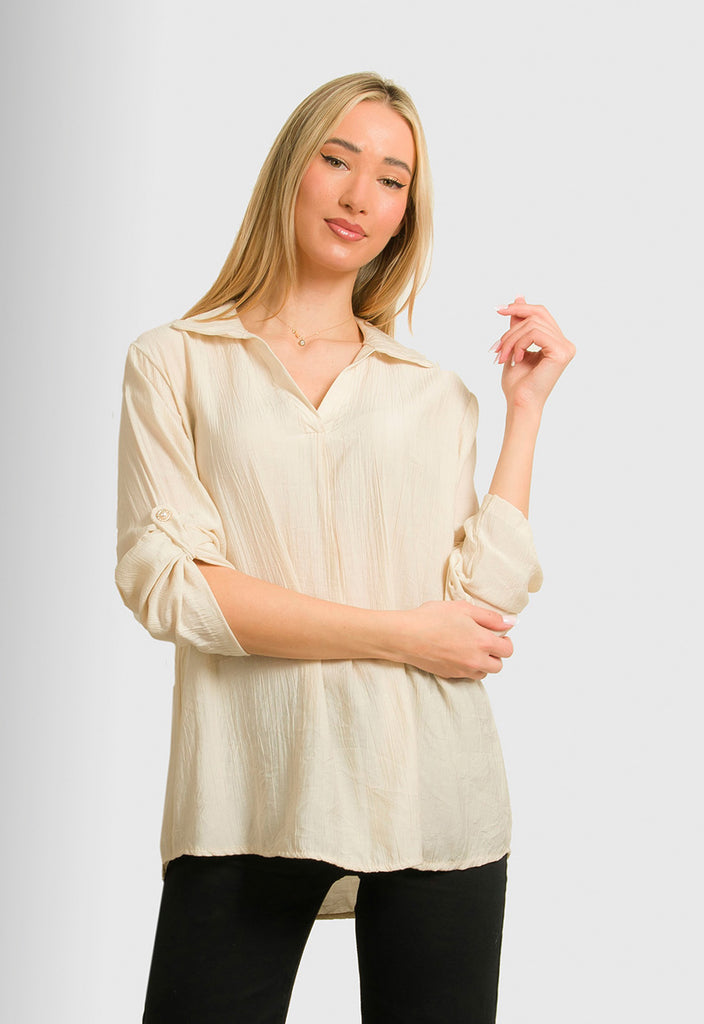 ΜΠΛΟΥΖΑ LOOK SHIRT ΤΥΠΟΥ ΓΚΟΦΡΕ-ΒΑΝΙΛΙΑ