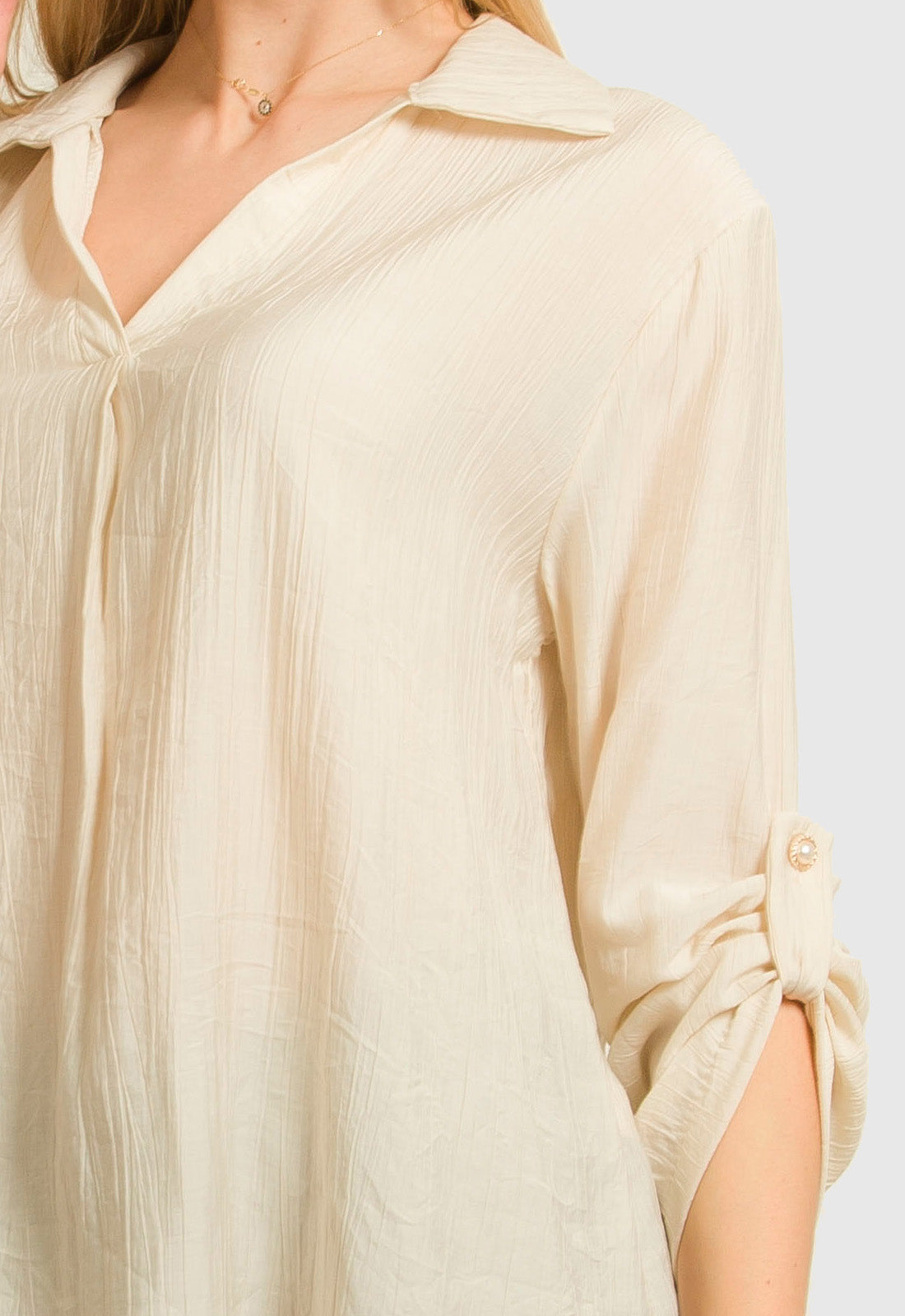 ΜΠΛΟΥΖΑ LOOK SHIRT ΤΥΠΟΥ ΓΚΟΦΡΕ-ΒΑΝΙΛΙΑ