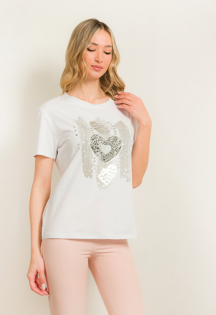 T-SHIRT ΒΑΜΒΑΚΕΡΟ  ΜΕ ΣΤΑΜΠΑ - ΛΕΥΚΟ