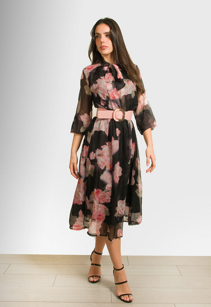 ΦΟΡΕΜΑ MIDI FLORAL - ΜΑΥΡΟ