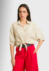 ΠΟΥΚΑΜΙΣΟ LOOK LINEN ΜΕ ΔΕΣΙΜΟ-ΜΠΕΖ