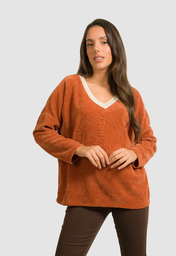 ΜΠΛΟΥΖΑ ΣΕΝΙΛ ΜΕ ΑΝΑΓΛΥΦΗ ΣΤΑΜΠΑ-ΚΟΝΙΑΚ