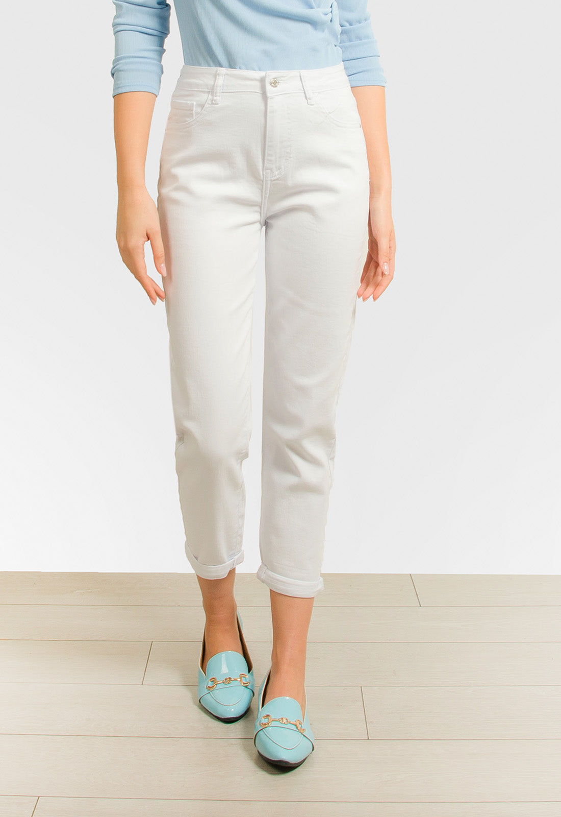 ΠΑΝΤΕΛΟΝΙ ΤΖΙΝ DENIM MOM FIT-ΛΕΥΚΟ